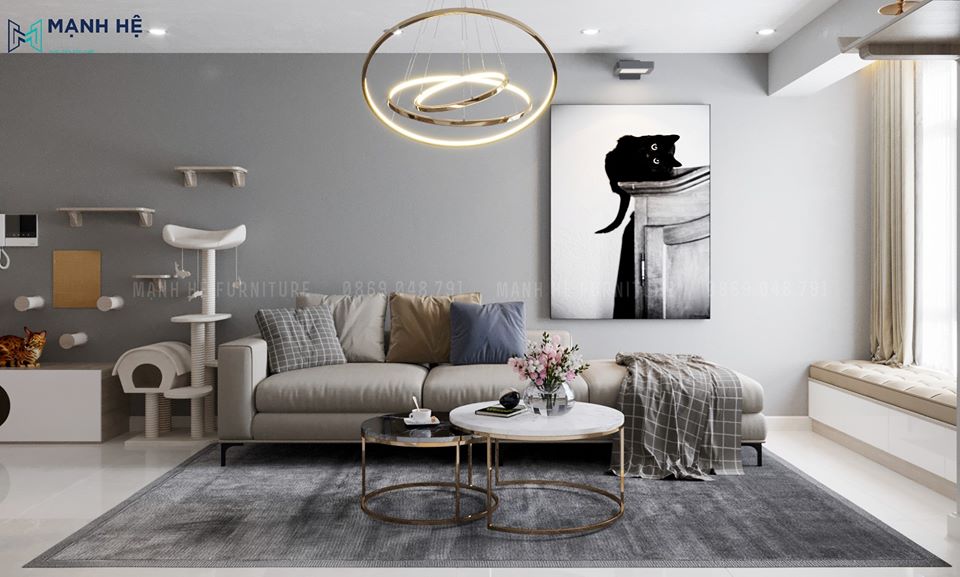 1phong Khach Dep Thiết kế nội thất phòng khách màu xám