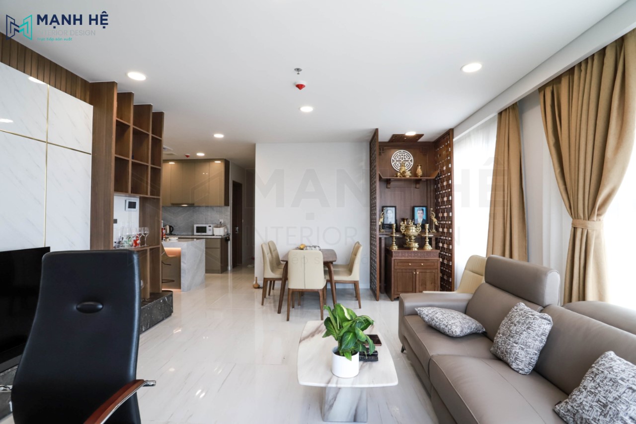 Vách ốp PVC giả đá sau kệ tivi đồng bộ với kệ tivi bằng gỗ giả đá vô cùng sang trọng. Tuy đây là vật liệu tương đối mới, nhưng đã chinh phục được rất nhiều gia chủ khó tính