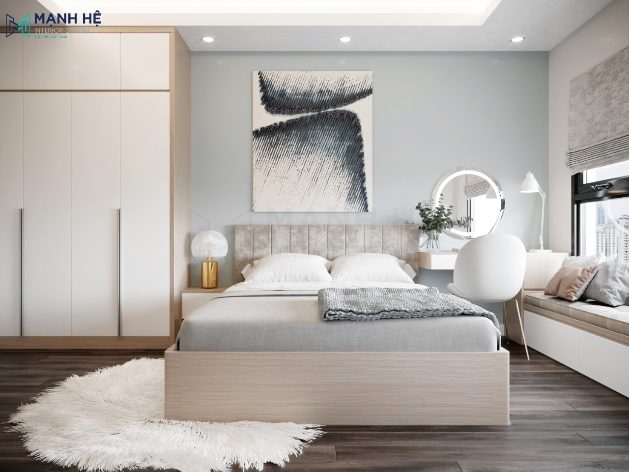 Thiet Ke Noi That Chung Cu Thiết kế phòng ngủ master theo phong cách hiện đại