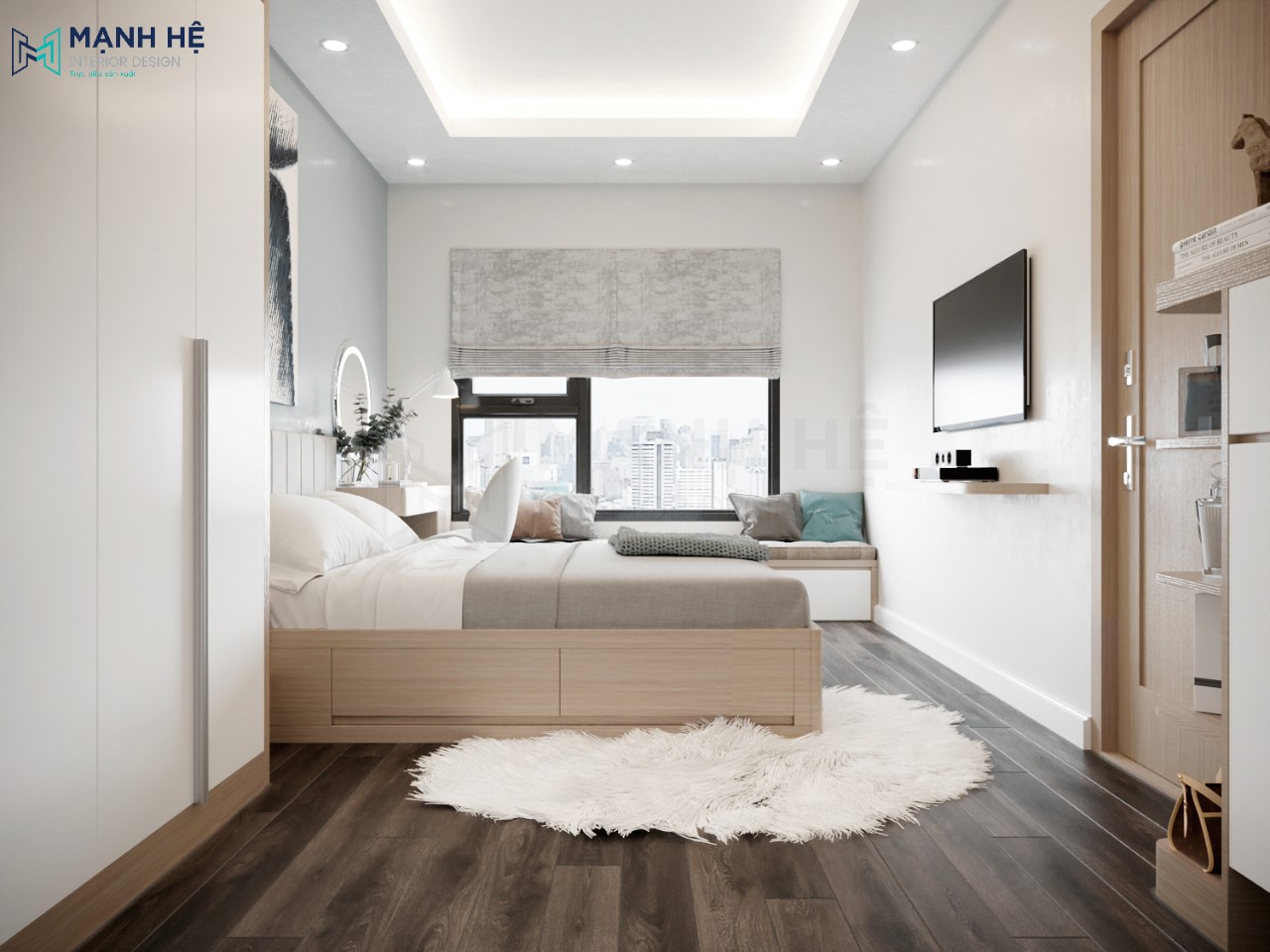 Thiet Ke Noi That Chung Cu Giường ngủ có hộc kéo giúp gia chủ có thêm ngăn chứa đồ đạc tiện nghi