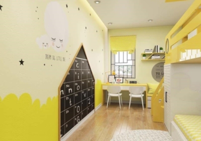 Giường tầng màu vàng cho trẻ em  GT017