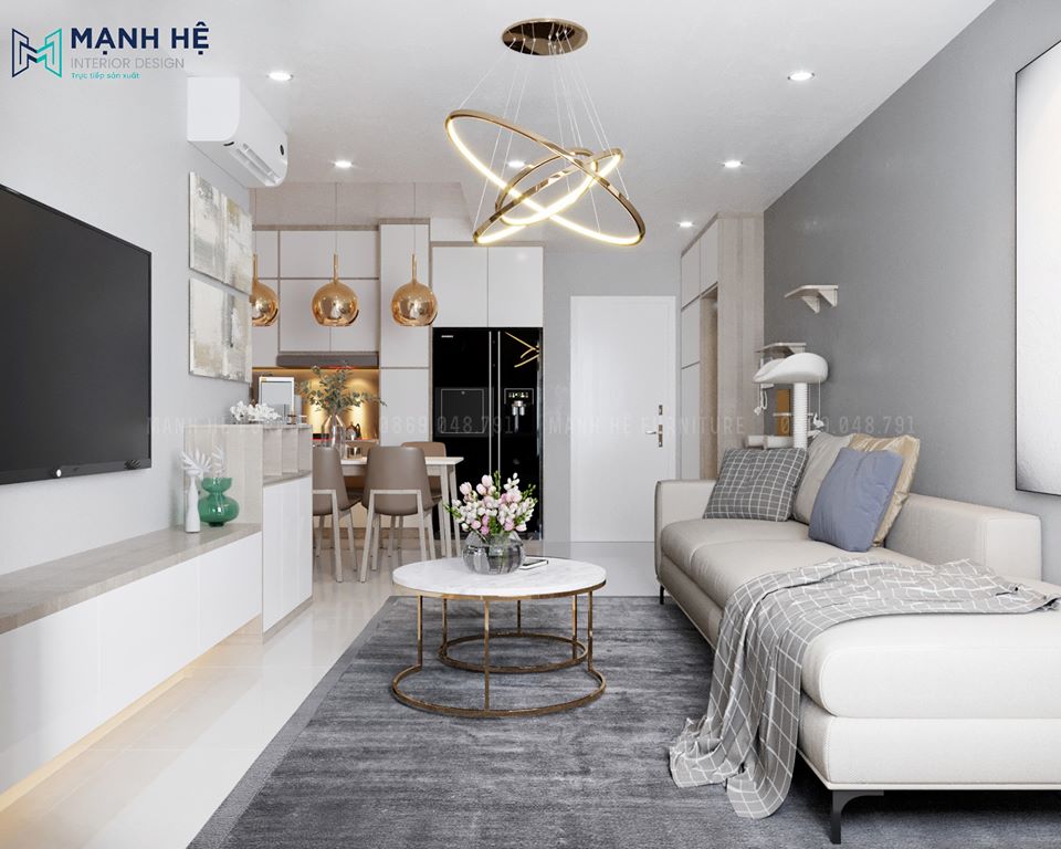 3noi That Phong Khach Thiết kế nội thất phòng khách chung cư gam màu xám