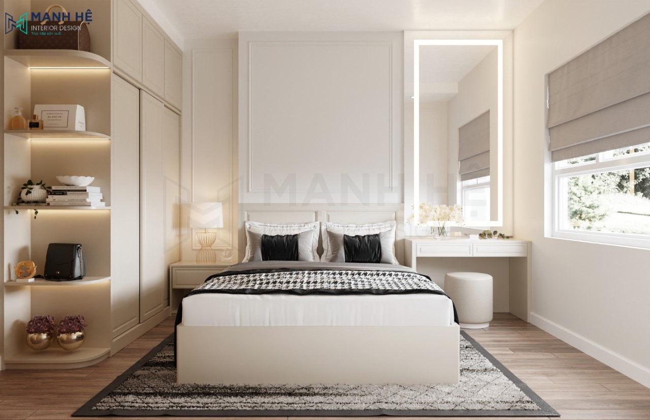 Thiết kế nội thất phòng ngủ master phong cách tân cổ điển