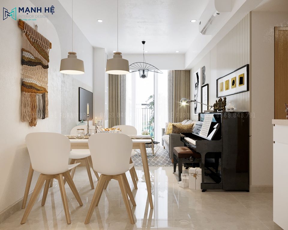 Bàn ăn Nhỏ Chung Cư Bố trí phòng khách liền bếp ăn không gian mở