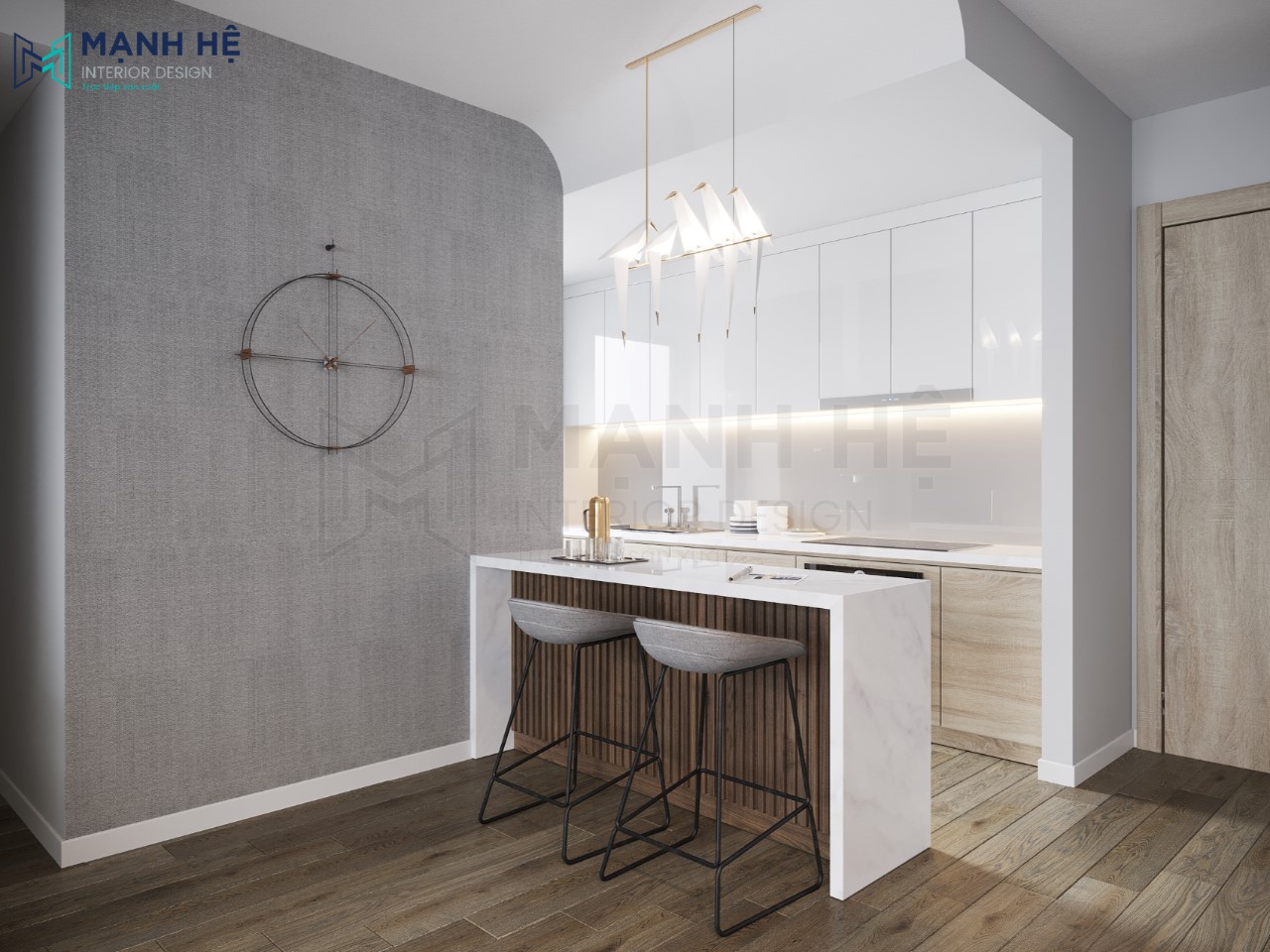 Thiet Ke Noi That Chung Cu Thiết kế phòng bếp có quầy bar đẹp