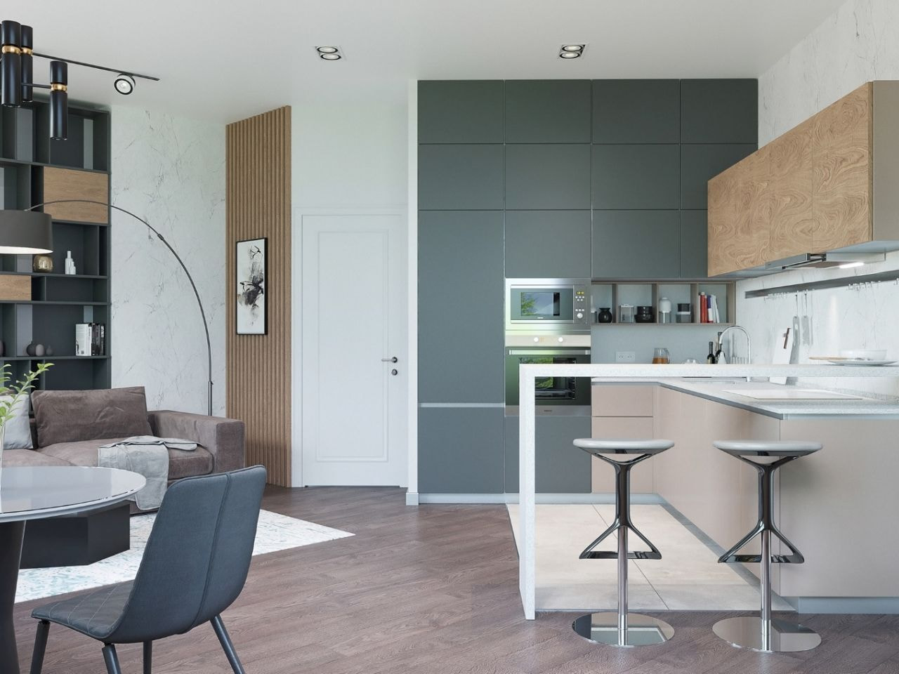 Nội thất căn hộ 45m2 đa năng dành cho 1 người ở