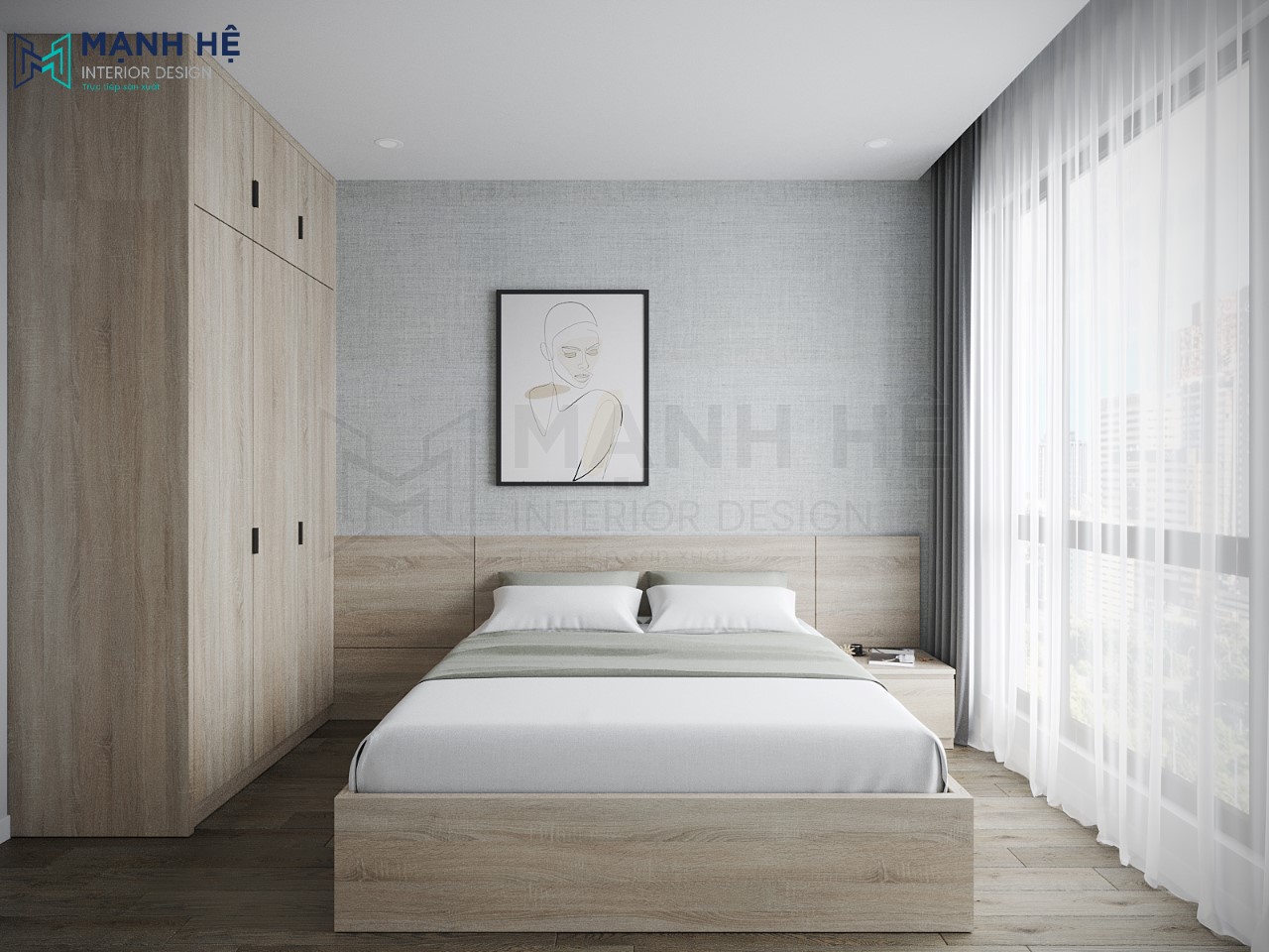 Thiet Ke Noi That Chung Cu Thiết kế nội thất phòng ngủ bằng gỗ công nghiệp