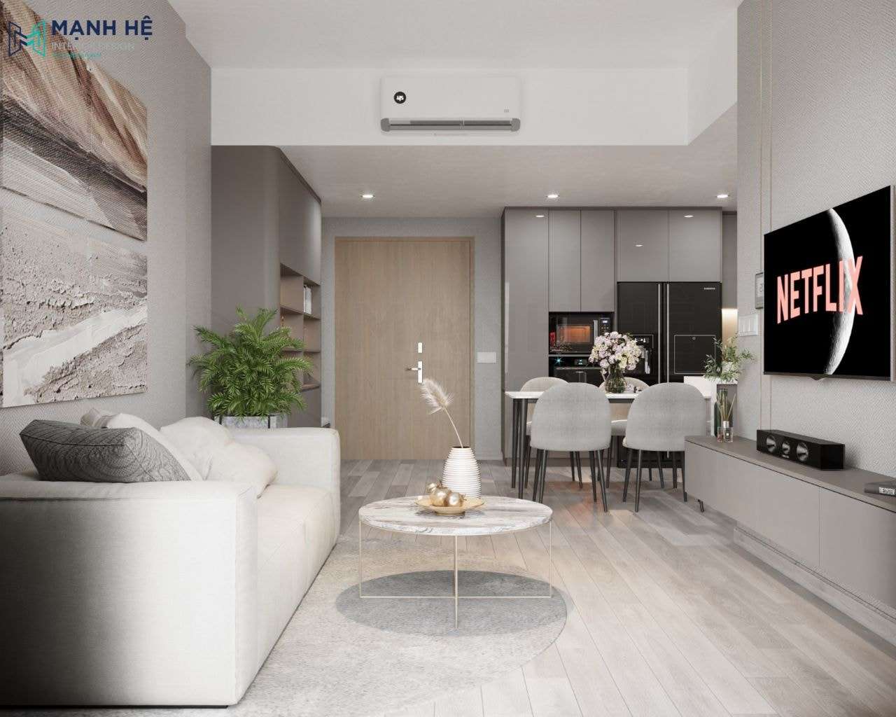 Căn hộ chung cư 1 phòng ngủ thiết kế Phong Cách Hiện Đại (Modern)