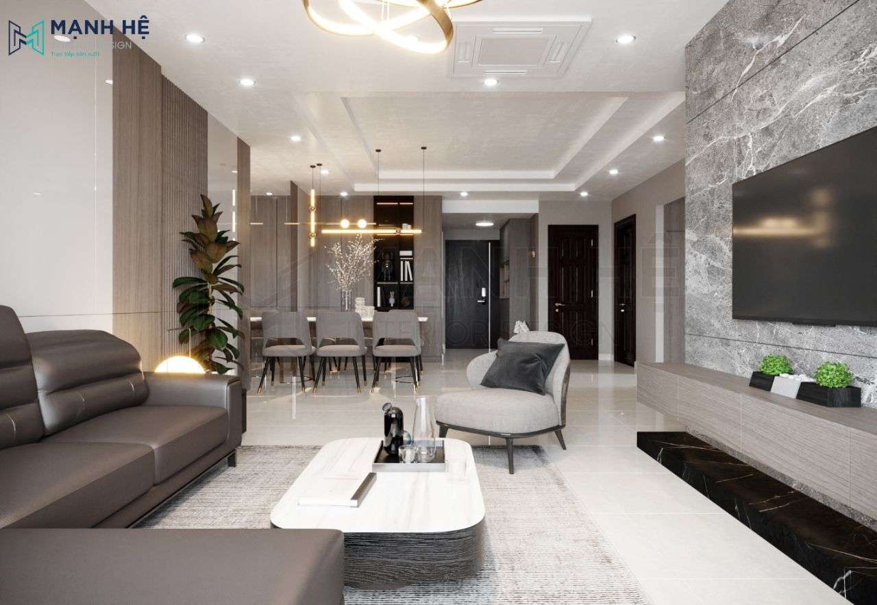 Thiết kế nội thất căn hộ chung cư 2 phòng ngủ cho gia đình có 4 người