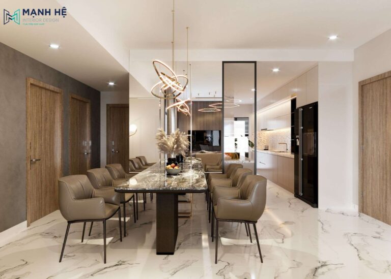 Thiết kế phòng bếp chung cư 2 phòng ngủ
