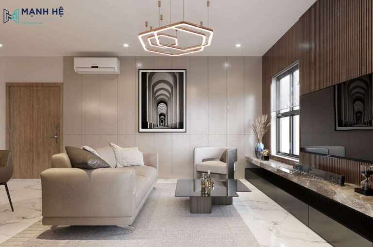 Thiết kế nội thất phòng khách chung cư 2 phòng ngủ
