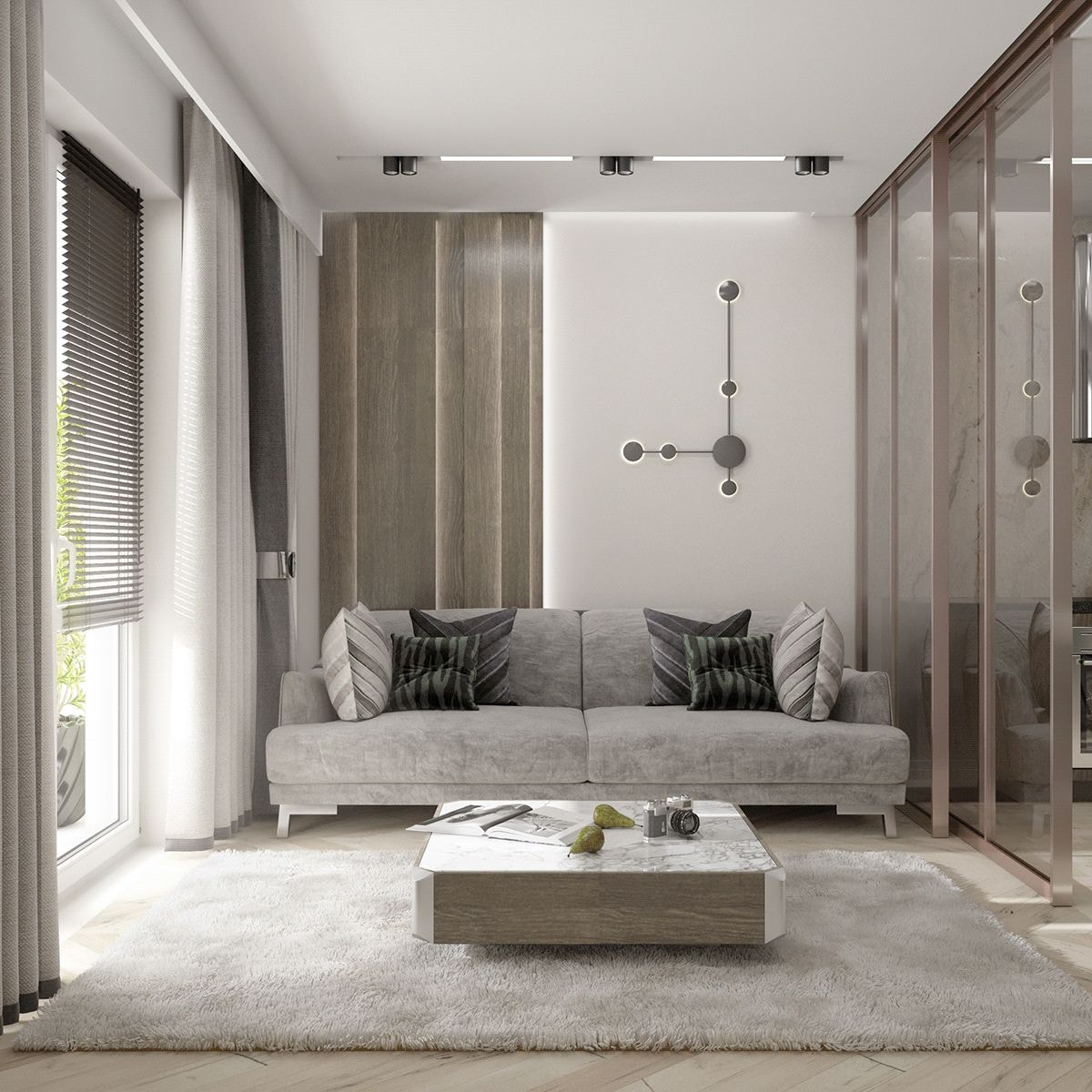 Thiết kế nội thất căn hộ chung cư hiện đại màu xám