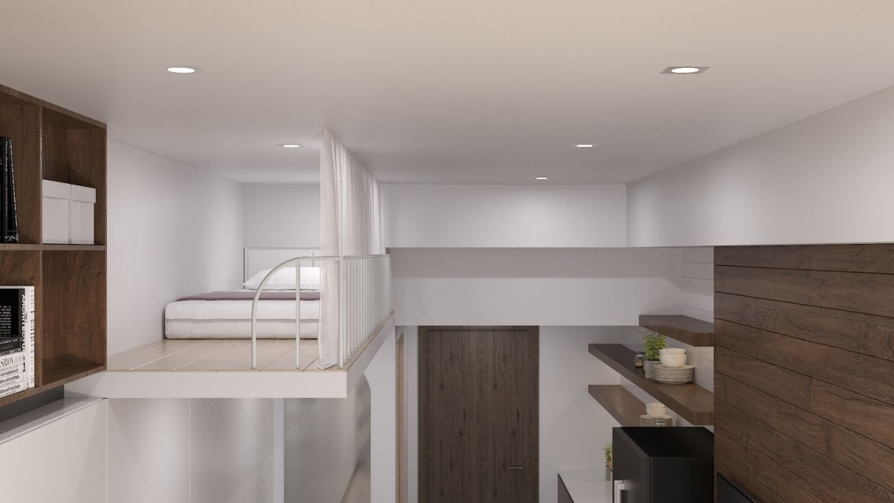 Thiết kế nội thất căn hộ chung cư 40m2 phòng ngủ có gác lửng