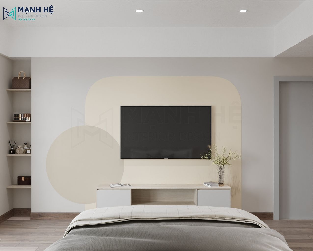 Thiết kế hệ tủ tivi đơn giản tiết kiệm diện tích cho không gian thêm thoải mái và dễ dàng di chuyển hơn