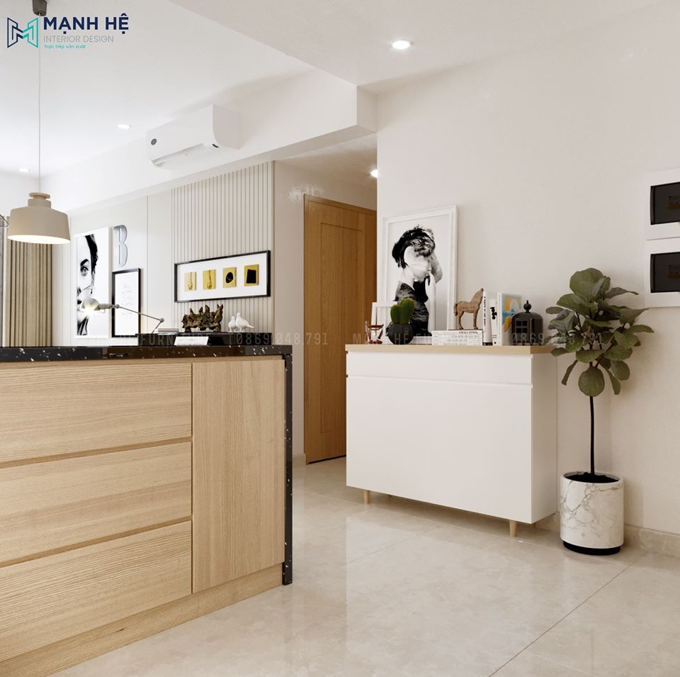 Tủ Trang Trí Phòng Khách Nội thất bếp có bàn đảo bếp tiện lợi