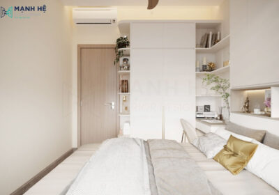 Hệ tủ quần áo 2 cánh nối liền bàn làm việc và tủ sách trang trí