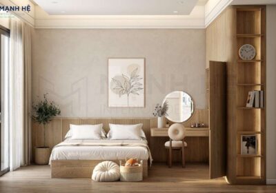 Thiết kế phòng ngủ hơi hướng Wabi sabi mang lại cảm giác nhẹ nhàng, bình yên