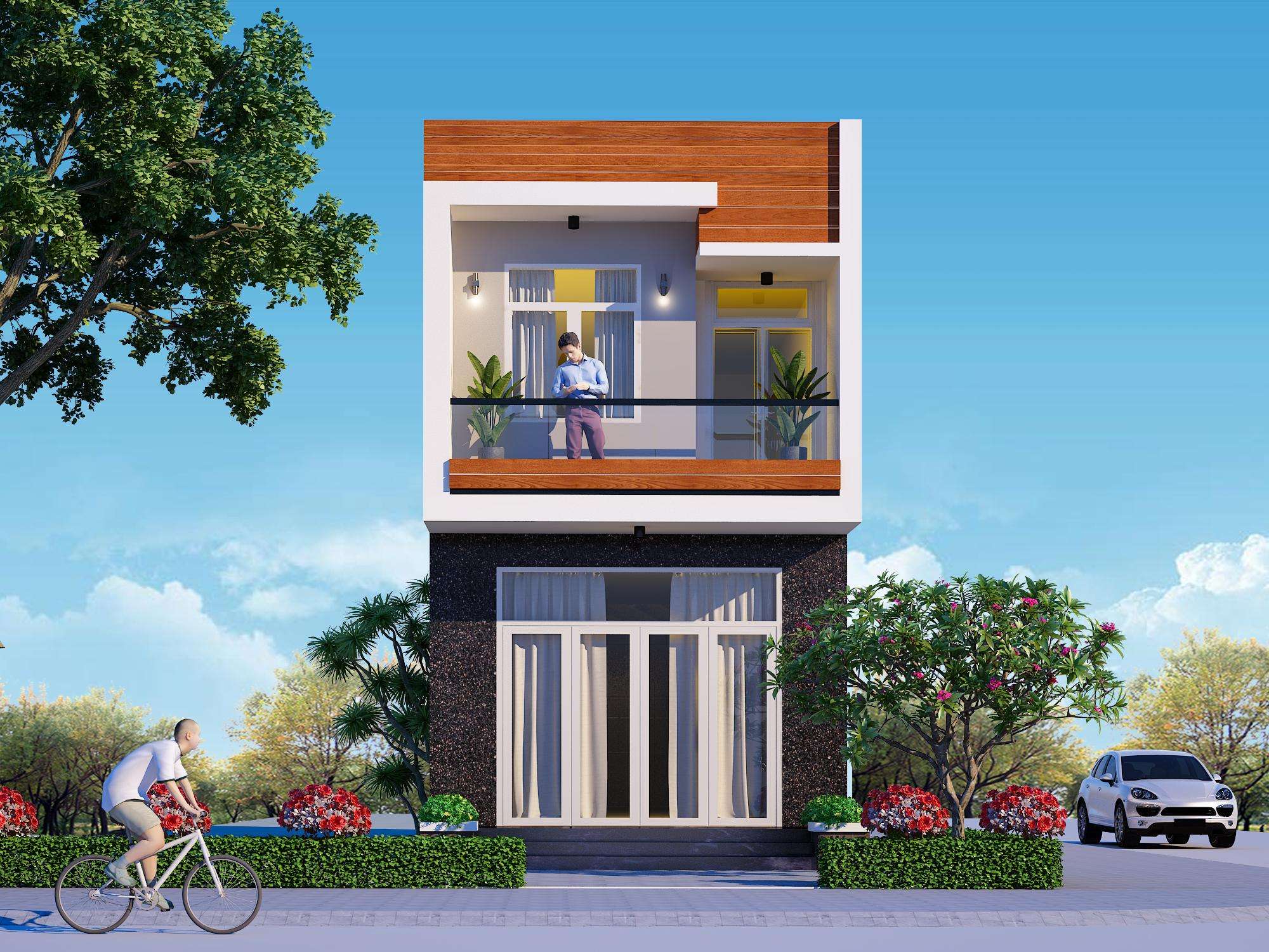 Mẫu nhà ống 2 tầng với giá 200 triệu hiện đại