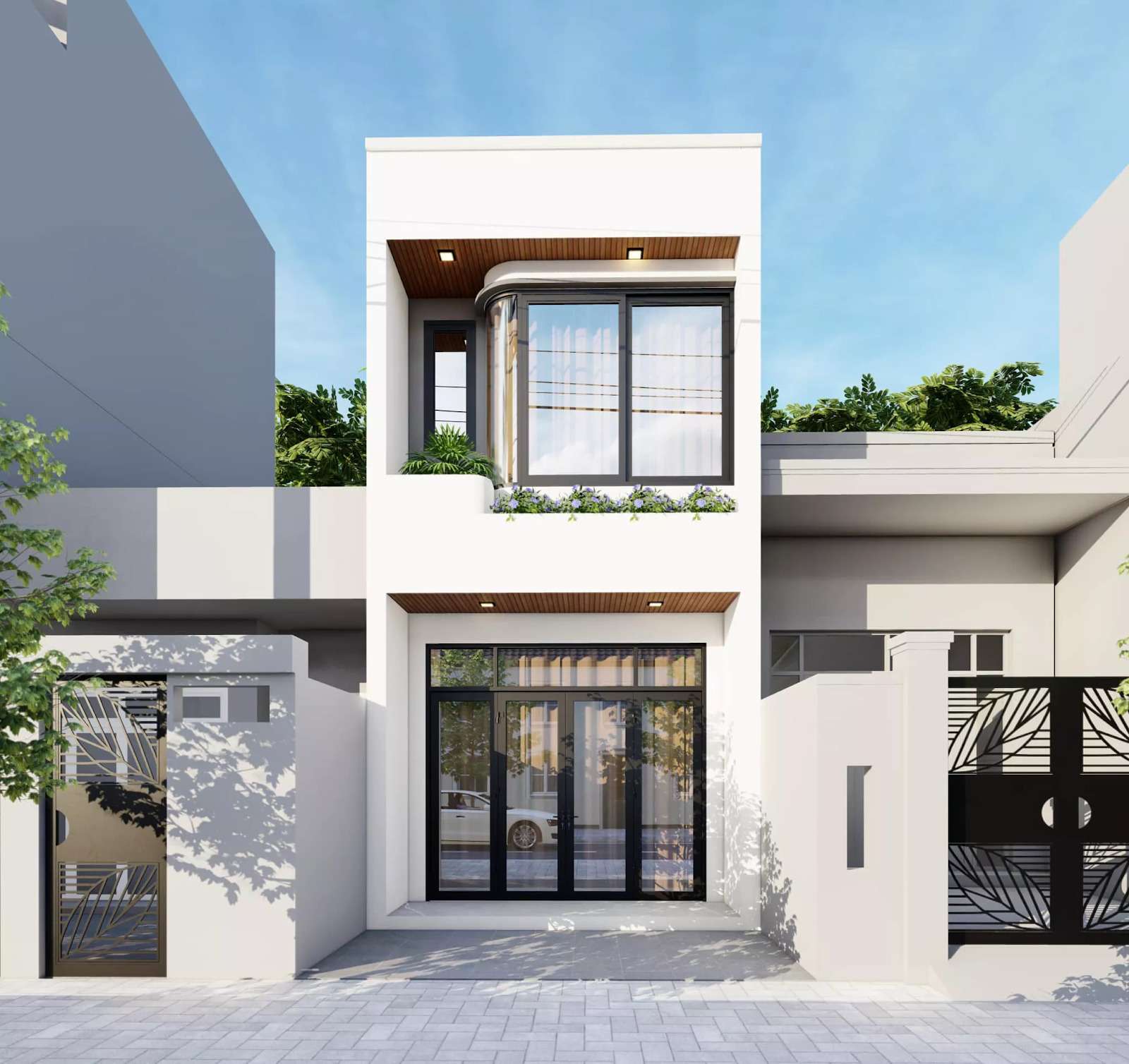 Mẫu nhà ống 2 tầng mặt tiền đường phố