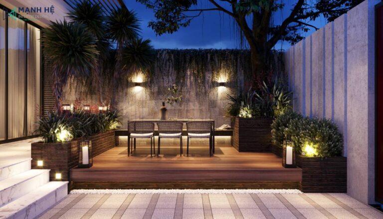 Thiết kế bộ Bàn ăn Sân Vườn Ban đêm