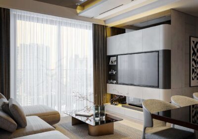 Kích thước vách tivi phù hợp với phòng khách