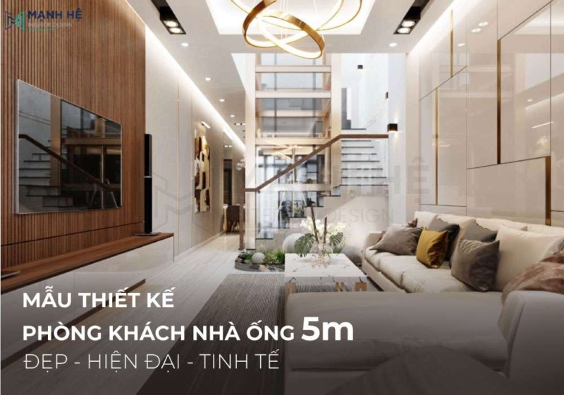 Thiết ké phòng phòng khách nhà ống hiện đại, tinh tế