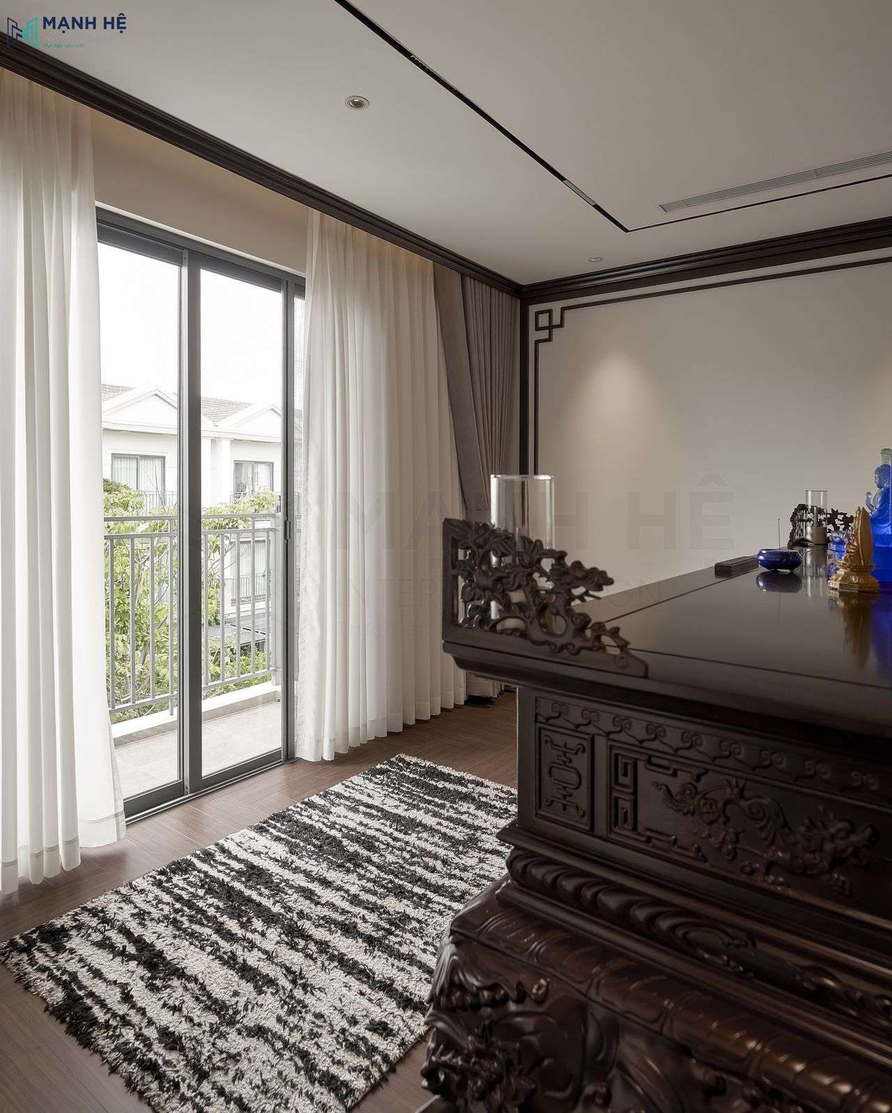 Lắp đặt hệ rèm 2 lớp giúp gia chủ dễ dàng điều chỉnh ánh sáng