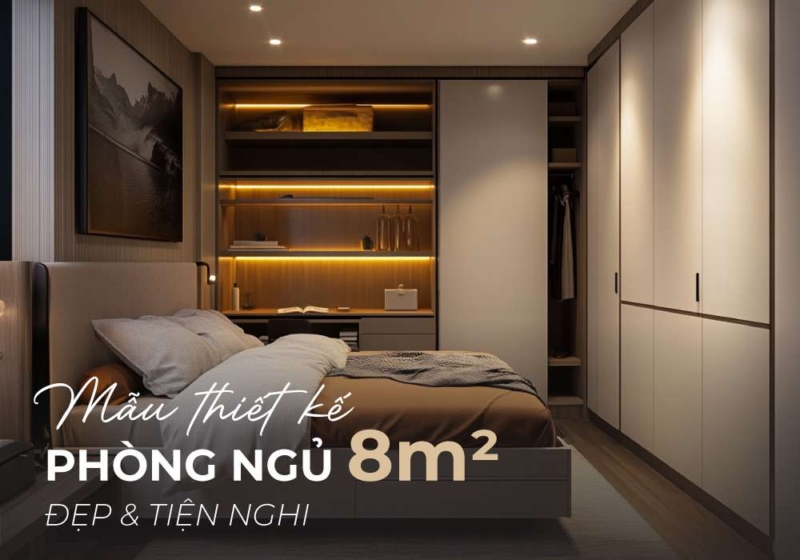 Thiết kế nội thất phòng ngủ 8m2 đẹp, tiện nghi