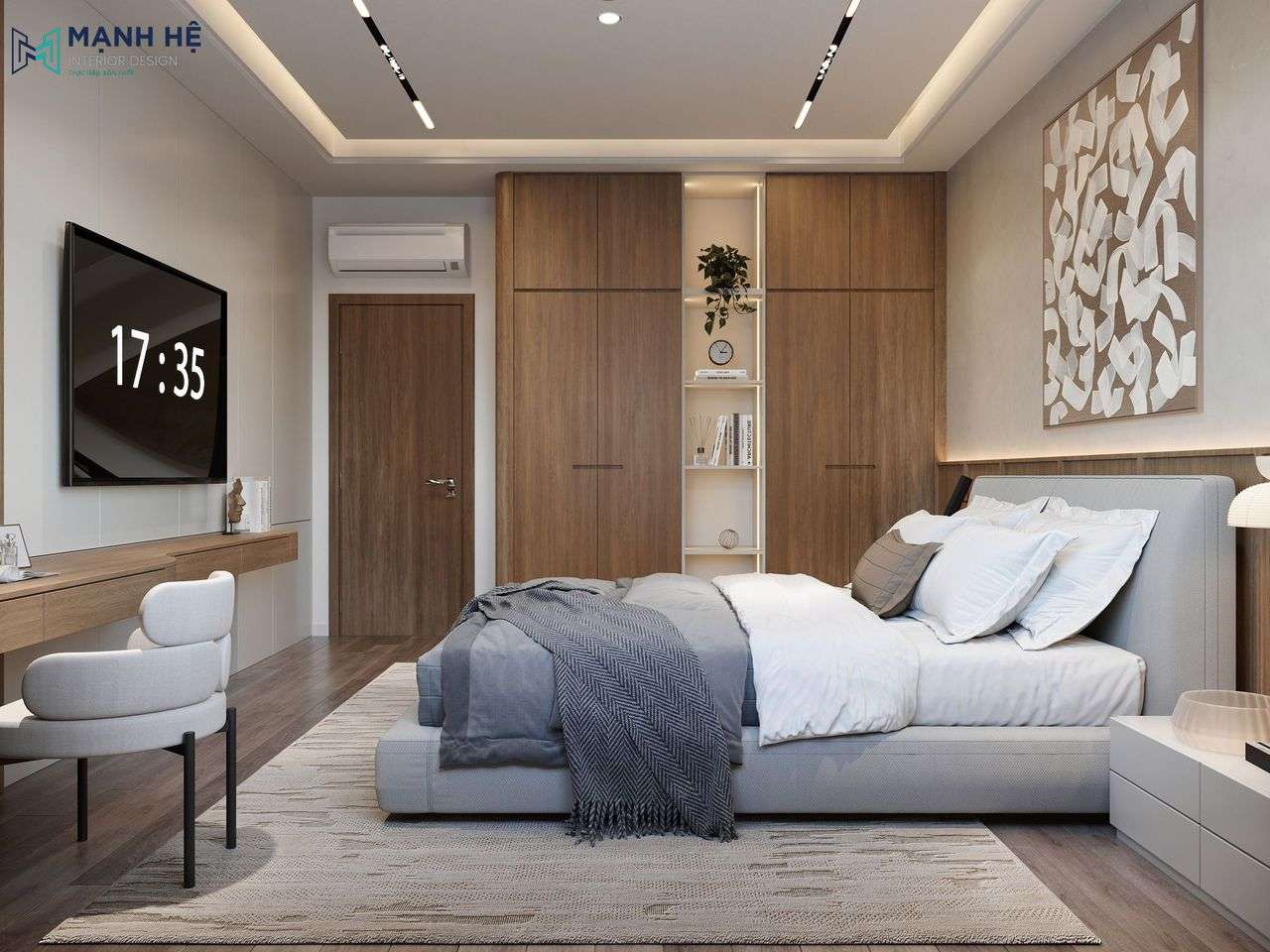 Thiet Ke Nha Pho Binh Duong Anh Thanh 3 Tang (25) Thiết kế hệ tủ quần áo đụng trần bo góc đặc biệt