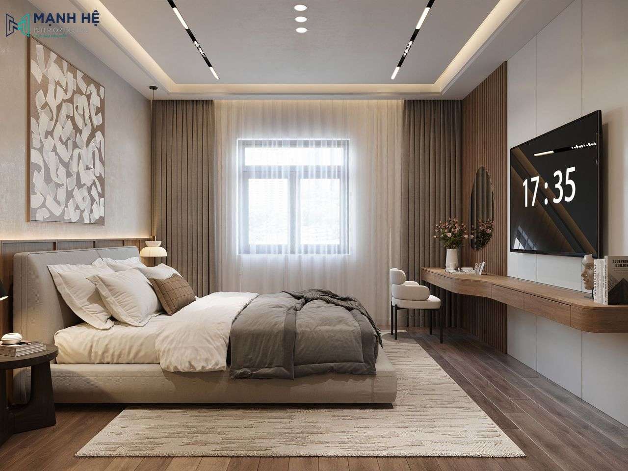 Hệ rèm 2 lớp giúp gia chủ dễ dàng điều chỉnh ánh sáng