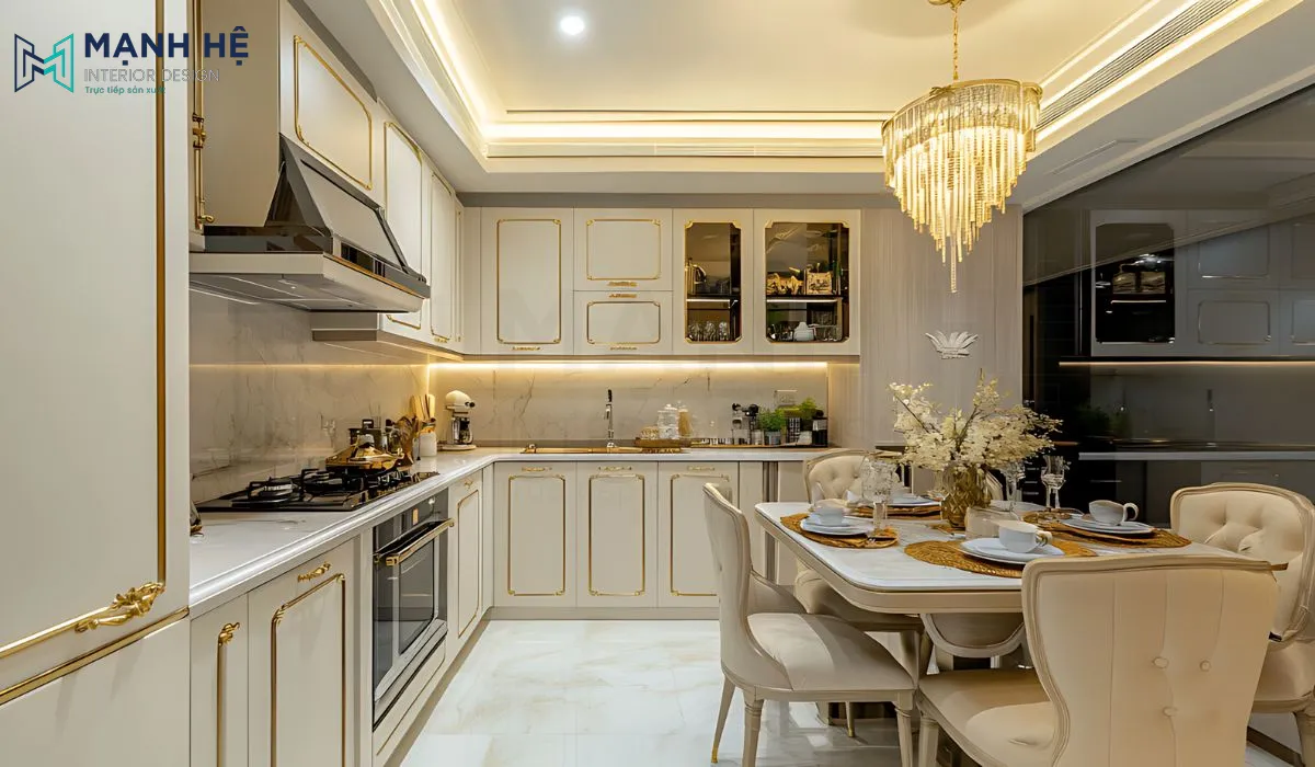 Phòng bếp với hệ bếp chữ L tối ưu được không gian sử dụng
