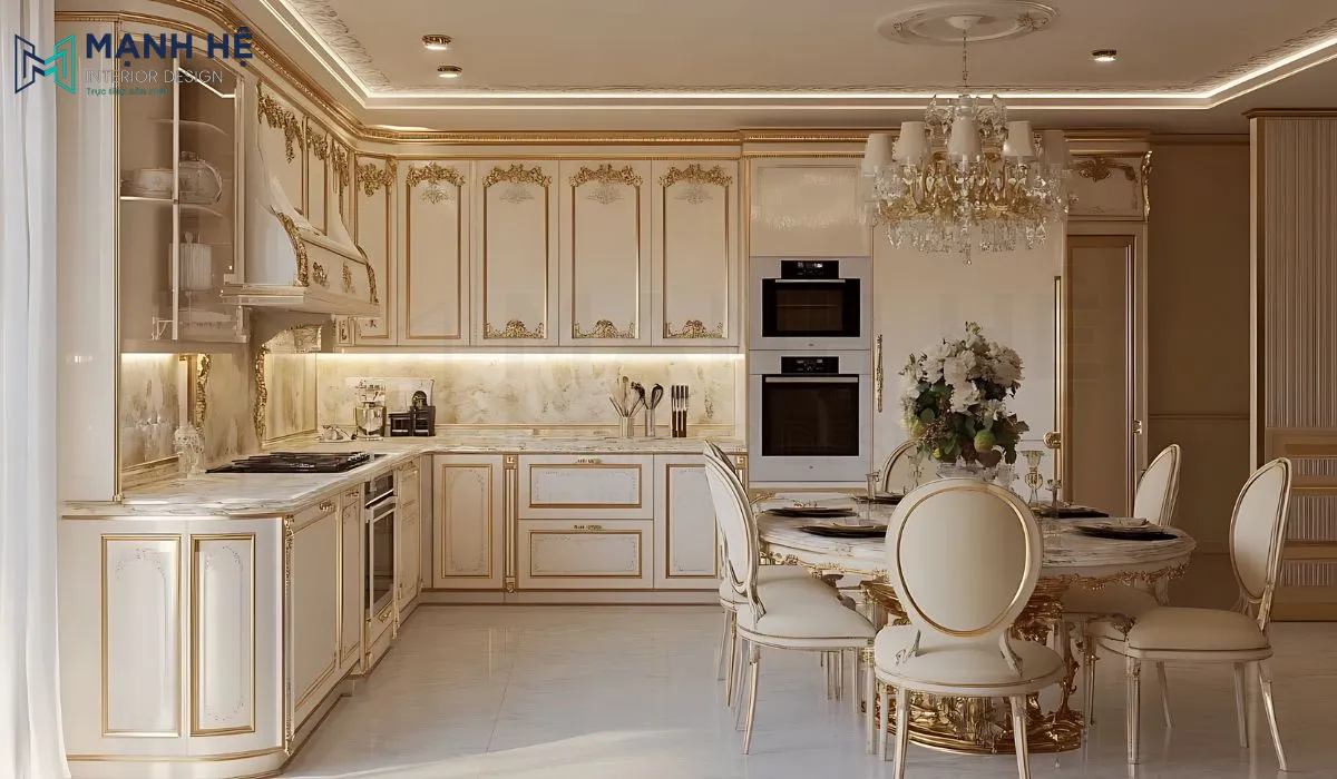 Sử dụng vật liệu cao cấp giúp tôn lên vẻ sang trọng mà phong cách tân cổ điển hướng đến