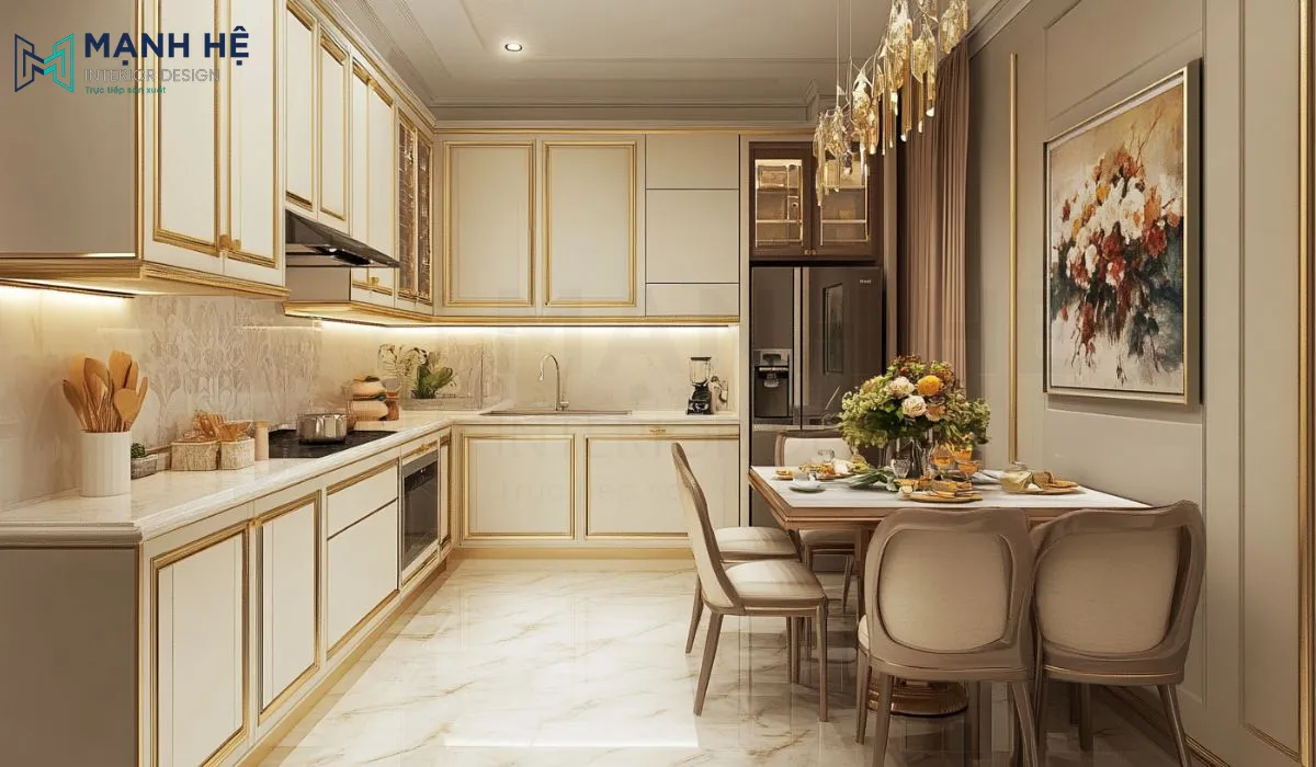 Mẫu thiết kế nội thất phòng bếp nhà phố cực sang trọng