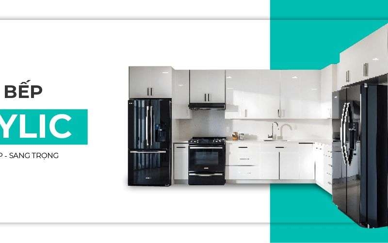 Tủ bếp acrylic bóng gương sang trọng và hiện đại