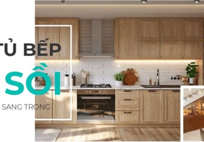 Mẫu tủ bếp gỗ sồi tự nhiên mang vẻ đẹp đơn giản cho gian bếp