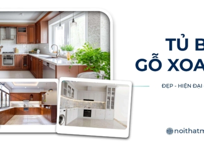 Mẫu tủ bếp gỗ xoan đào đẹp đem lại sự sang trọng và ấm cúng cho gian bếp