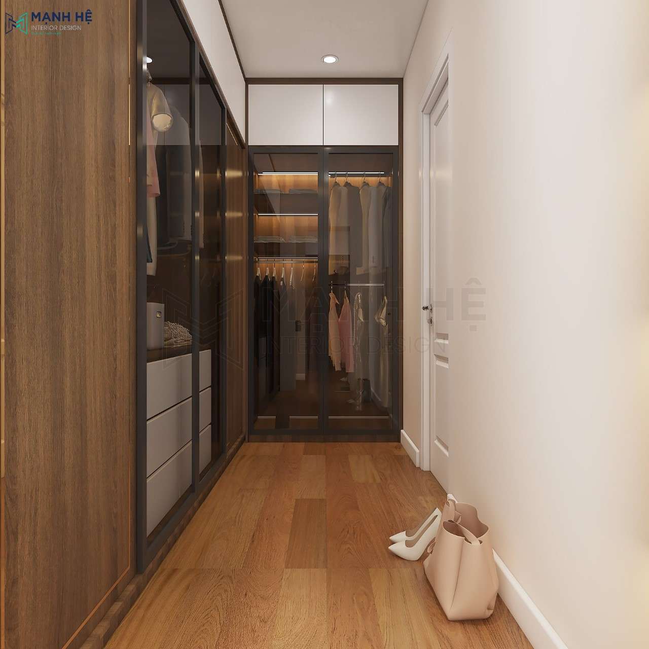 Thiet Ke Noi That Nha Pho Hệ tủ quần áo âm tường tối ưu diện tích sử dụng