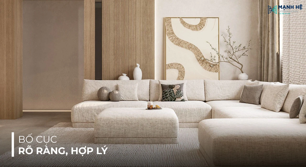 Lưu ý bố cục rõ ràng, hợp lý trong thiết kế phòng khách