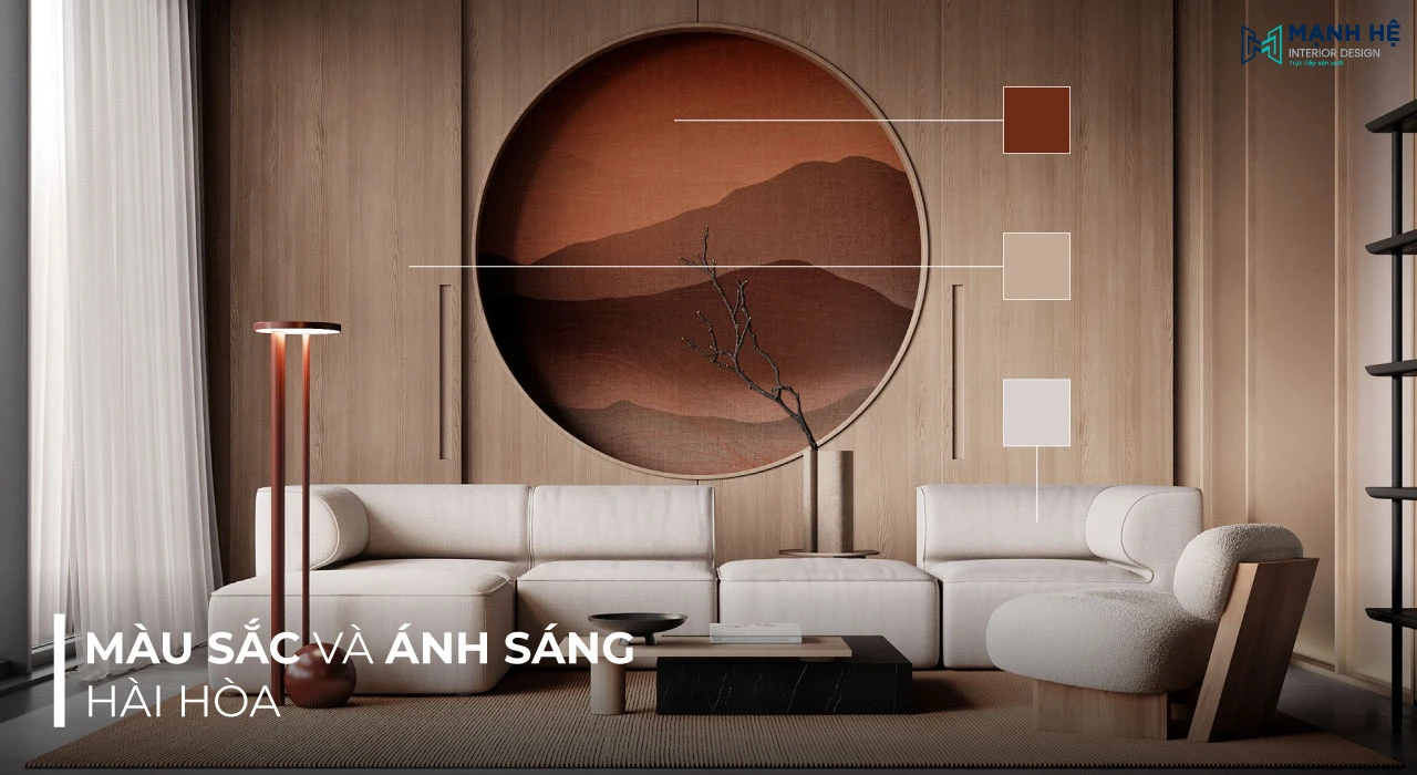 Lưu ý về màu sắc và ánh sáng cần hài hòa trong thiết kế phòng khách