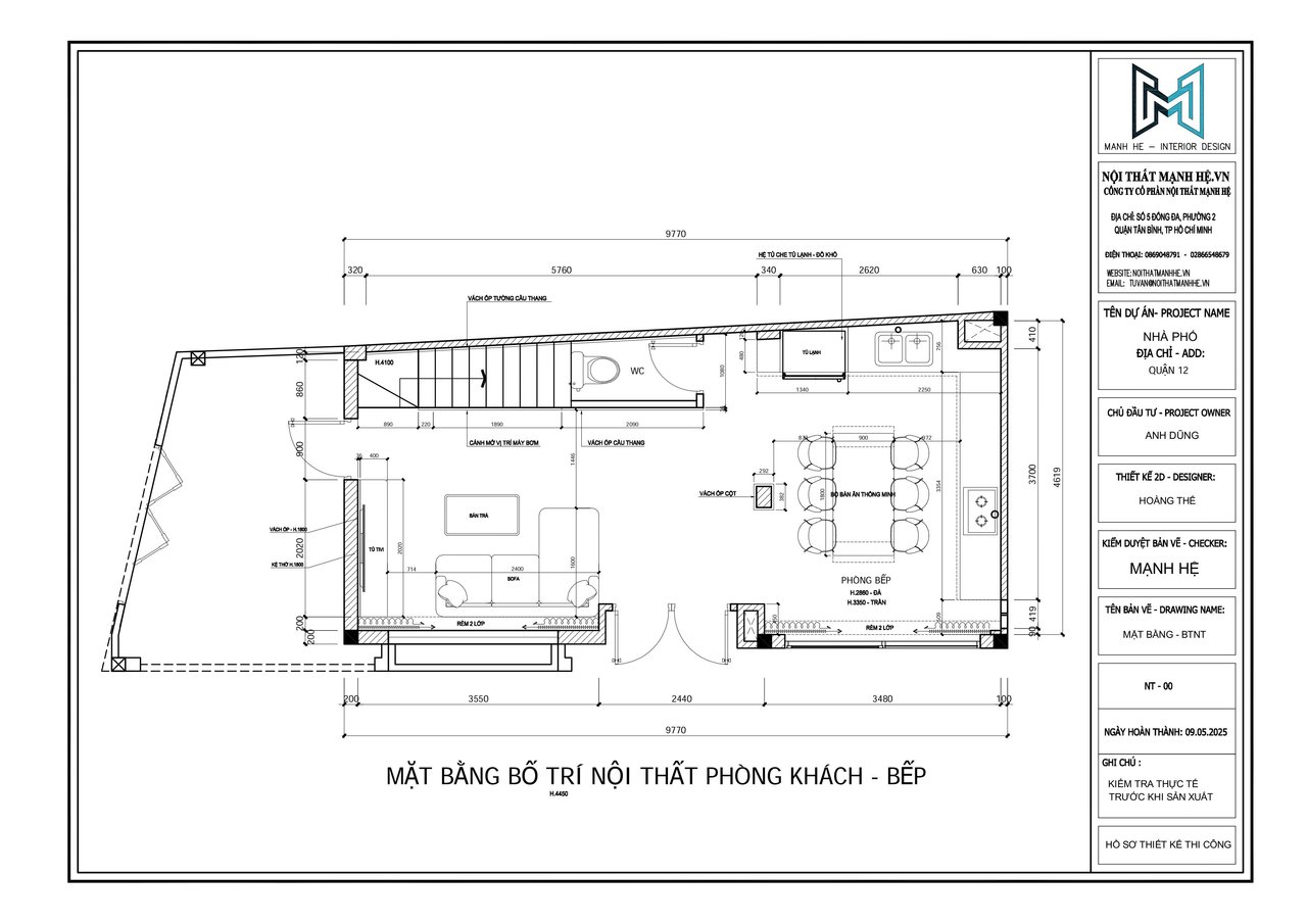 Bản vẽ chi tiết mặt bằng tầng trệt của nhà phố Quận 12 tại Mạnh Hệ