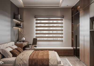 Không gian làm việc và bục ngồi thư giãn được đặt cạnh cửa sổ để tận dụng ánh sáng tự nhiên