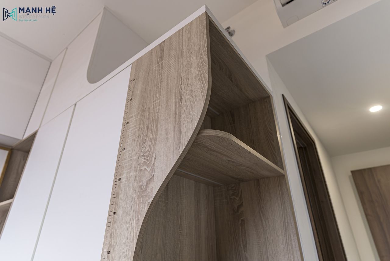 Chi tiết thi công bo cong ở cạnh tủ phòng làm việc, an toàn và tinh tế