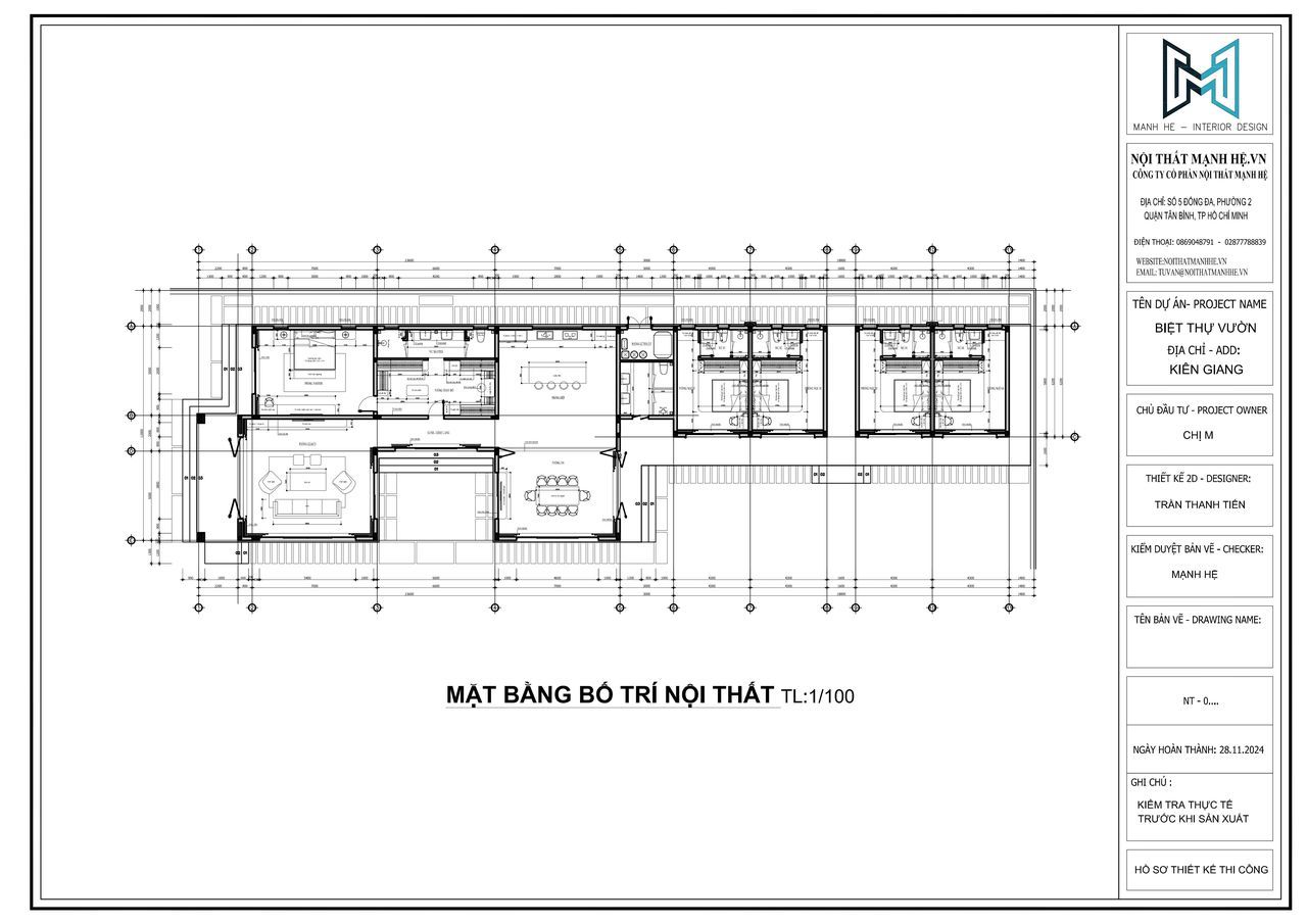 Mặt bằng bố trí nội thất biệt thự Kiên Giang 350m2, thiết kế công năng khoa học và tiện nghi