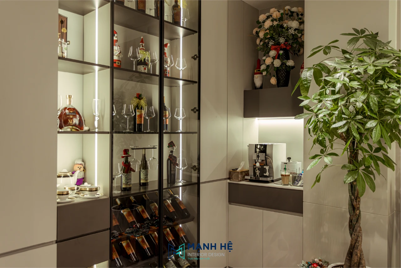 Thi công hoàn thiện hệ thống tủ trưng bày decor và đèn led chiếu sáng sắc nét