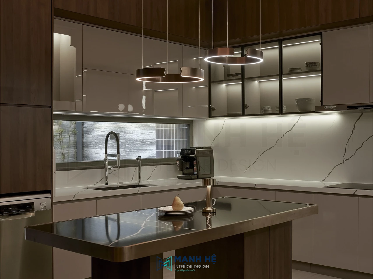 Lắp đặt hoàn thiện thiết bị bếp và hệ thống đèn trang trí hiện đại trong gói chìa khóa trao tay