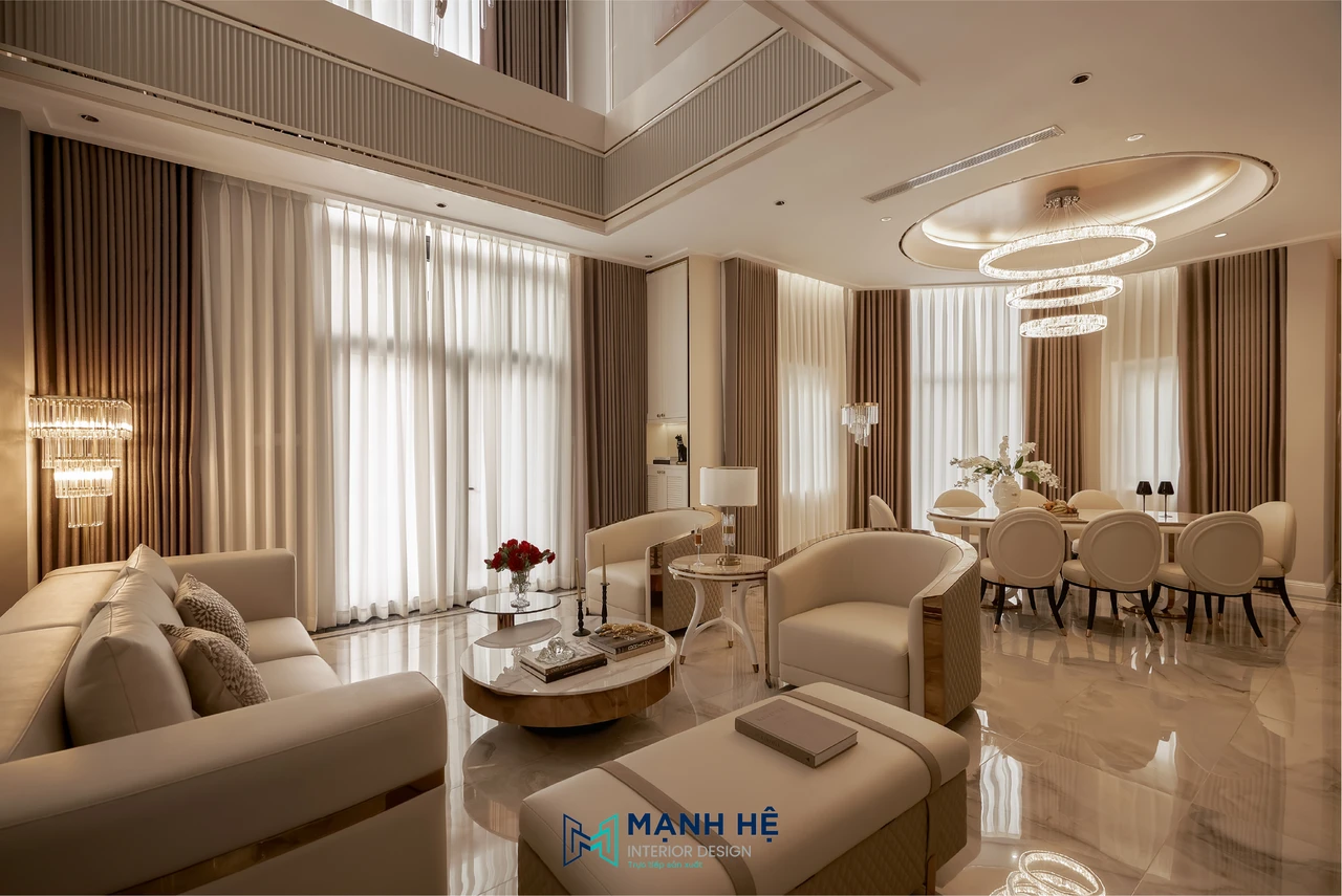 Hoàn thiện lắp đặt rèm cửa và bài trí tổng thể nội thất tạo không gian sống thẩm mỹ đúng bản vẽ thiết kế