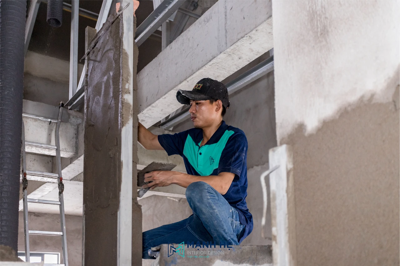 Thợ Mạnh Hệ thi công trát tường cải tạo phần thô công trình