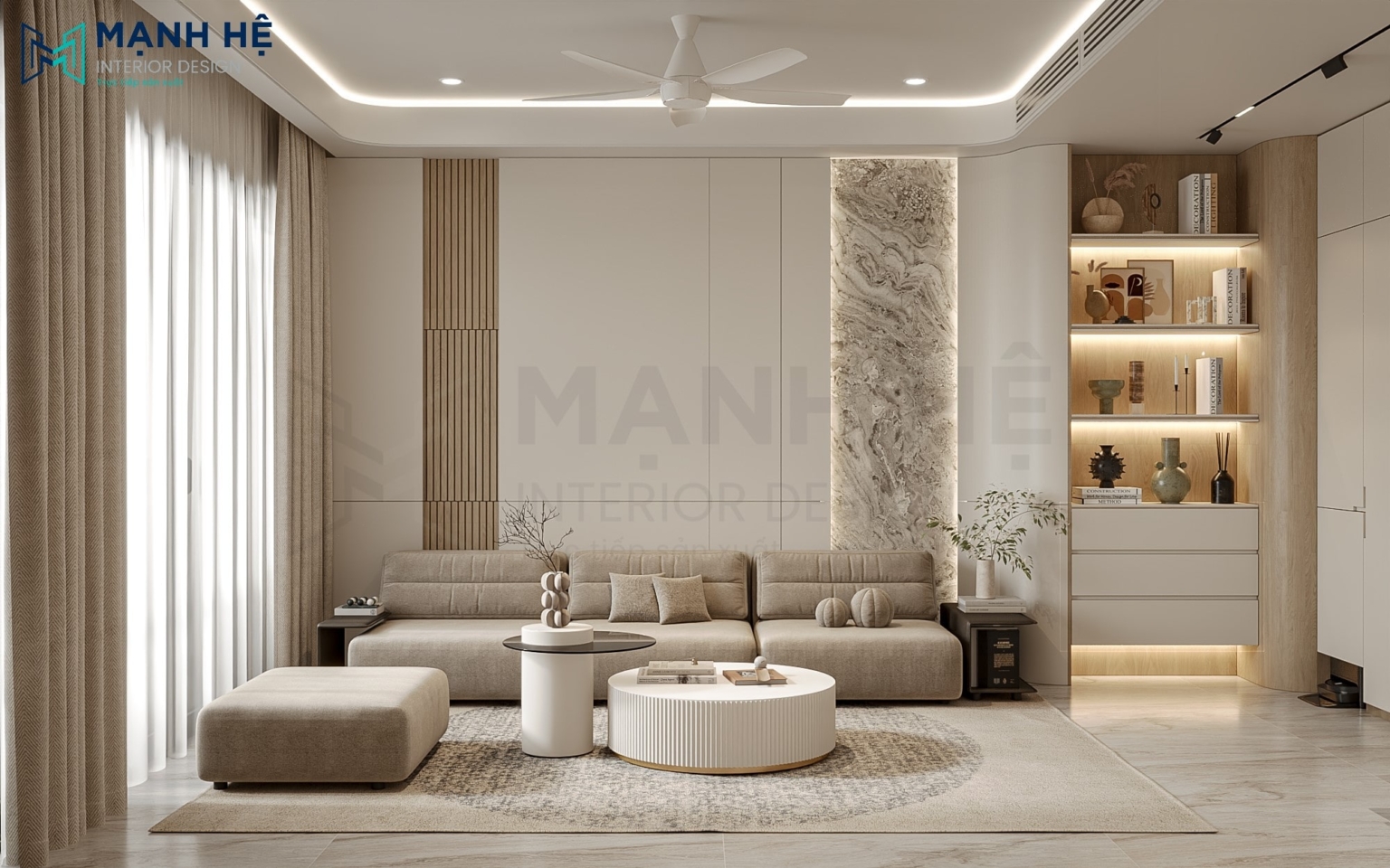 Mẫu phòng khách nhà phố với thiết kế phong cách hiện đại