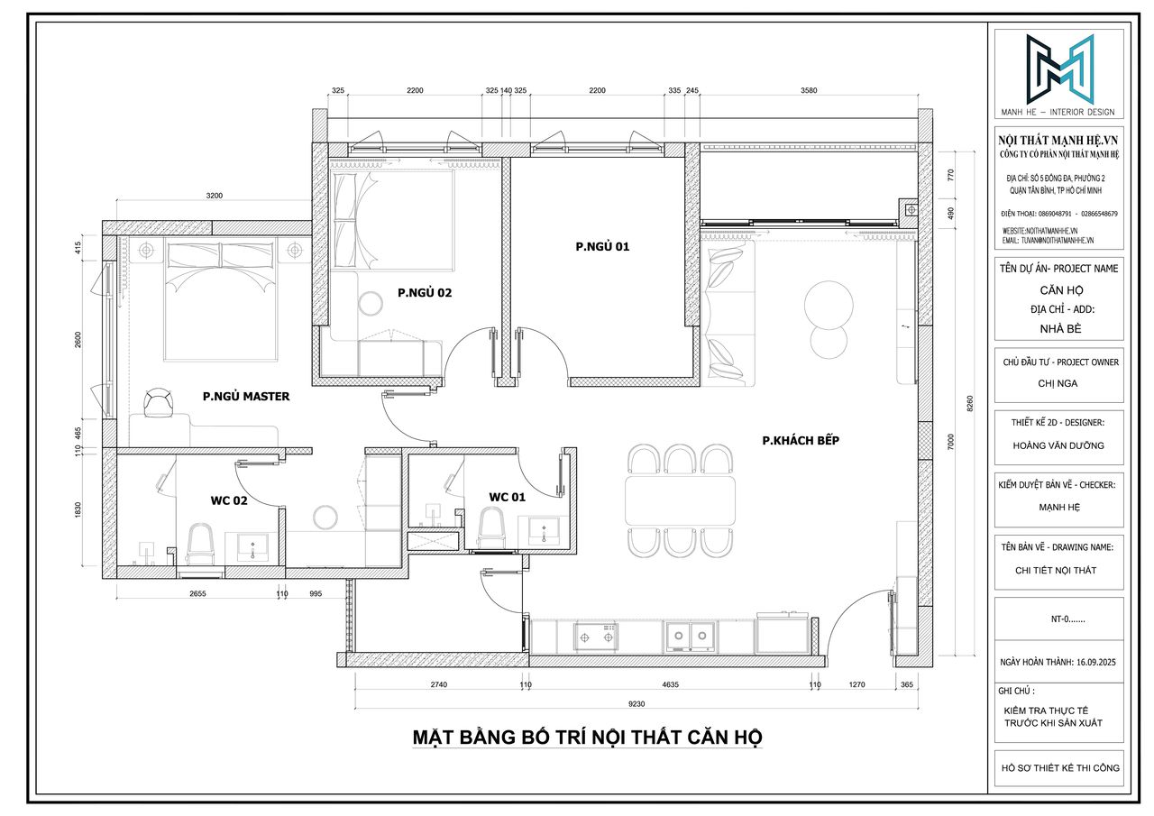Bản vẽ bố trí mặt bằng nội thất căn hộ Celesta Rise 107m2 - 3 phòng ngủ