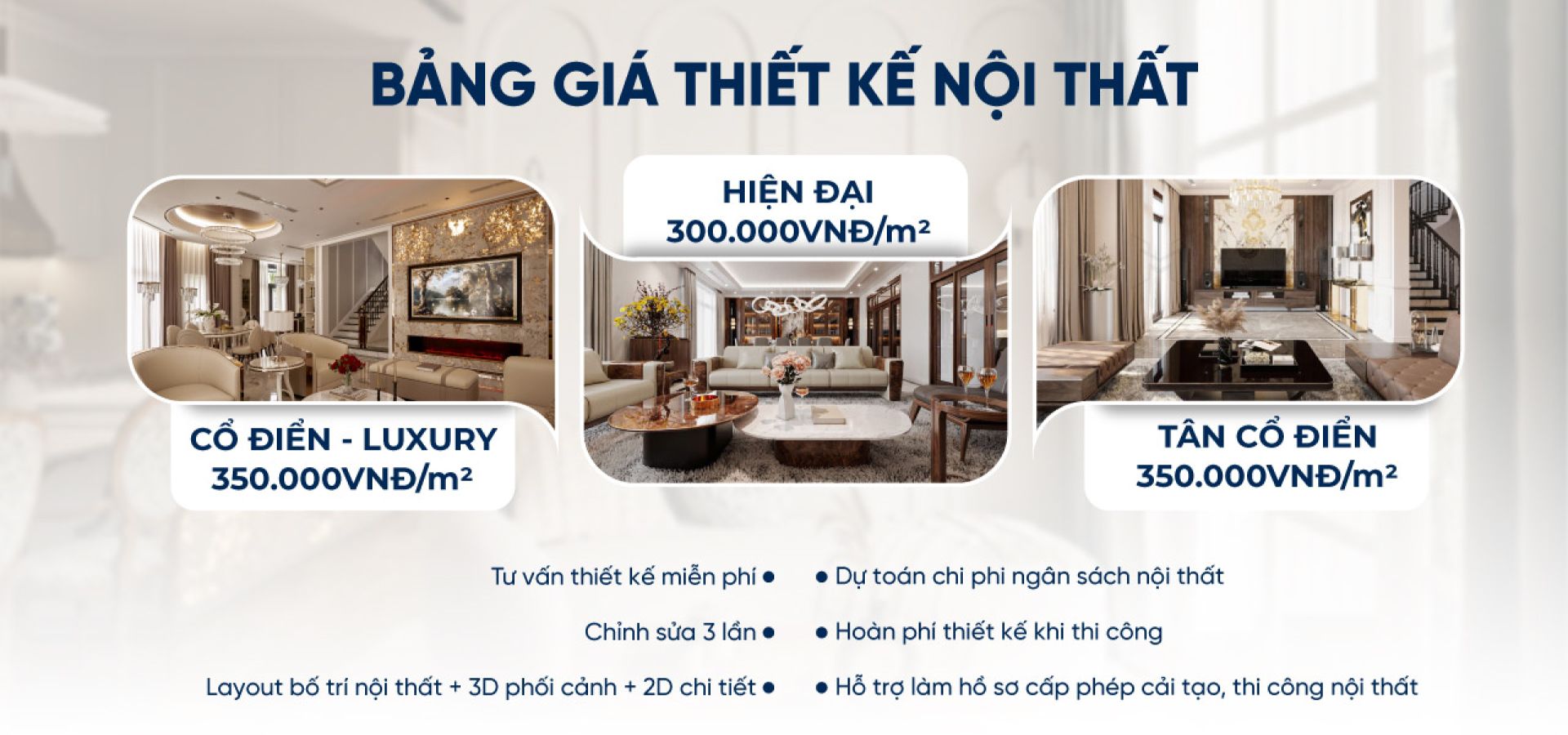 Đơn giá thiết kế nội thất biệt thự của Mạnh Hệ theo phong cách